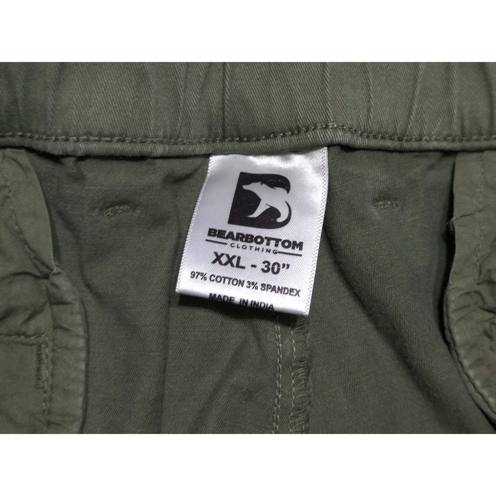BEARBOTTOM Stretch Chino Pants Mens XXL x 30 Green Excellent Elastic Waist